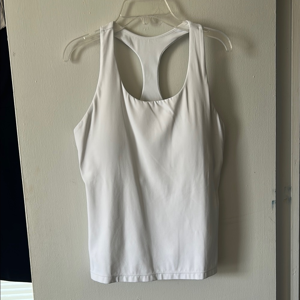 CRZ YOGA White Fitted Backless Tank Top RACERBACK